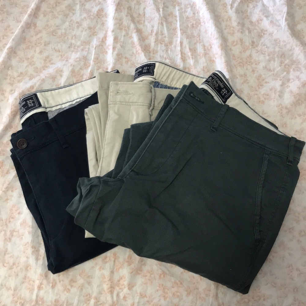 3 PAIRS of Abercrombie chinos slim stretch 32 x 32